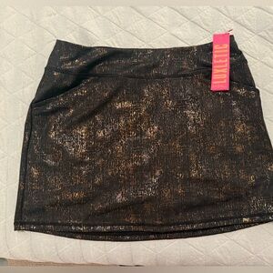 Lilly Pulitzer NWT Sabbia Black and Gold Foil Mini Skirt Skort Luxletic